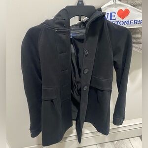 Gap XS black sturdy coat with attachable hood